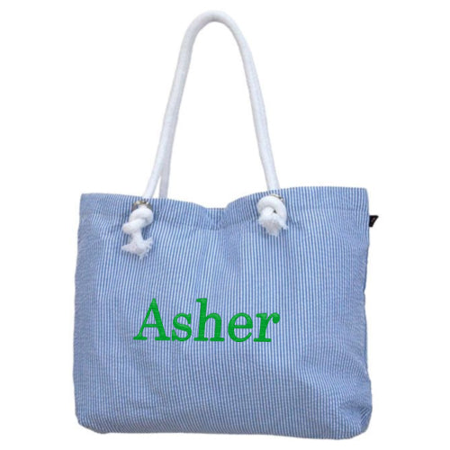 Everything Tote by Mint  Navy Seersucker Discontinued Discontinued   