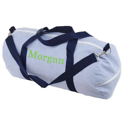 Personalized Weekender Duffel Bag by Mint  Navy Seersucker Bags & Totes Mint   