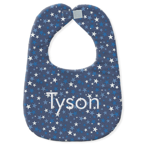 Personalized Bib Navy with Stars Discontinued Moonbeam Baby
