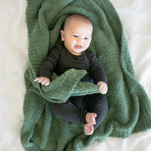 Green X's Personalized Baby Blanket Olive Green Nursery 