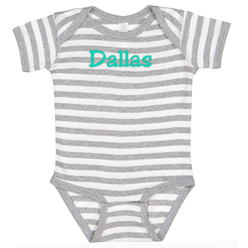 Personalized Onesie  Heather Grey & White Stripes Monogrammed Apparel SS Active   