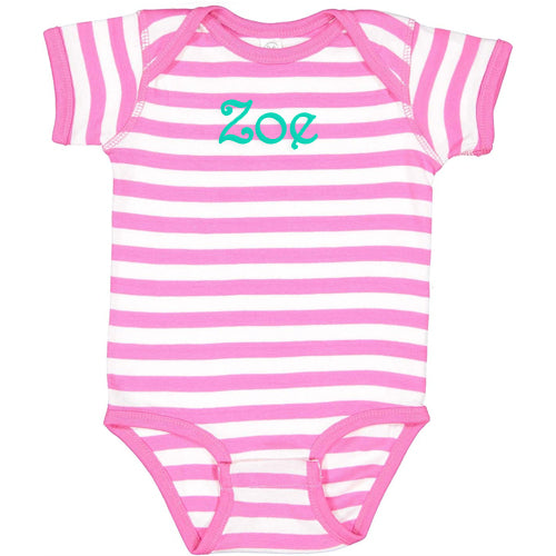 Personalized Onesie  Hot Pink & White Stripes Personalized Printed Tees SS Active   