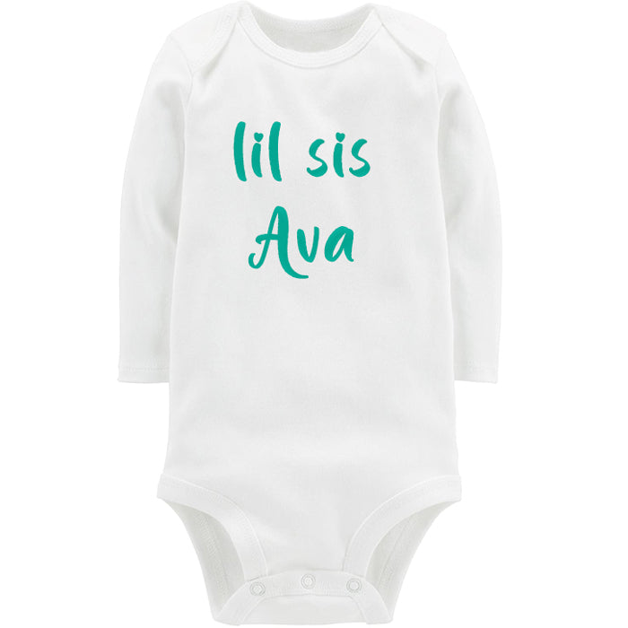 Lil Sis  White Long Sleeve Onesie  Click for Options Big Sister & Little Sister Shirts Kristi   