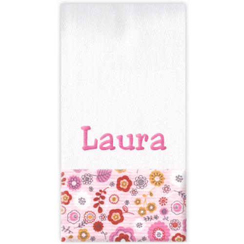 Personalized Burp Cloth  Pink Floral Discontinued Moonbeam Baby
