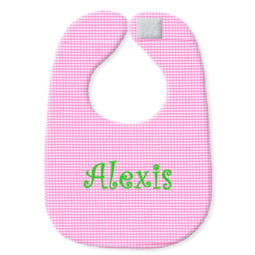 Personalized Bib  Pink Gingham Bibs Moonbeam Baby   