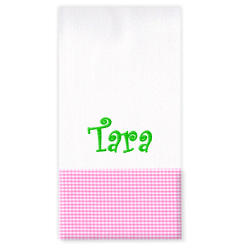 Personalized Burp Cloth  Pink Gingham Burp Cloths Moonbeam Baby   