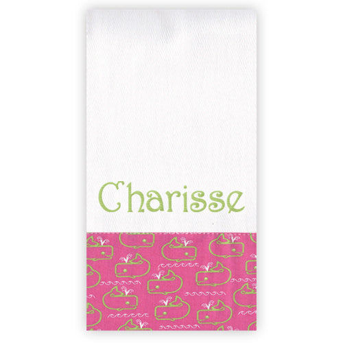 Personalized Burp Cloth  Green Whales Discontinued Discontinued