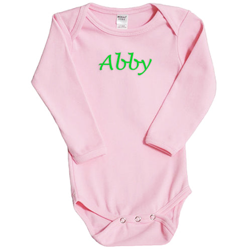 Personalized Onesie  Light Pink Long Sleeve Personalized Printed Tees Kristi   