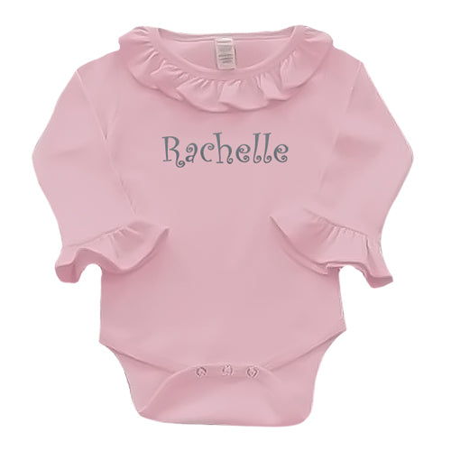 Personalized Bodysuit with Ruffles - Pink Monogrammed Apparel Monag   