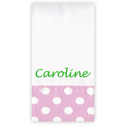 Personalized Burp Cloth  Pink with White Circles Discontinued Discontinued   