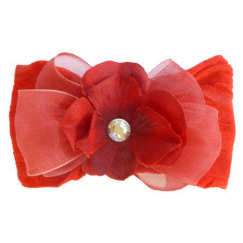 Large Headband Bow - Red Accessories Moonbeam Baby   