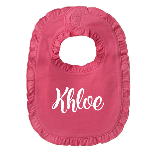 Personalized Bib - Hot Pink Ruffles - Click for Options Discontinued Kristi