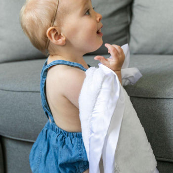 Personalized Baby Blanket (Mini 15x20) Lush White Satin Trim