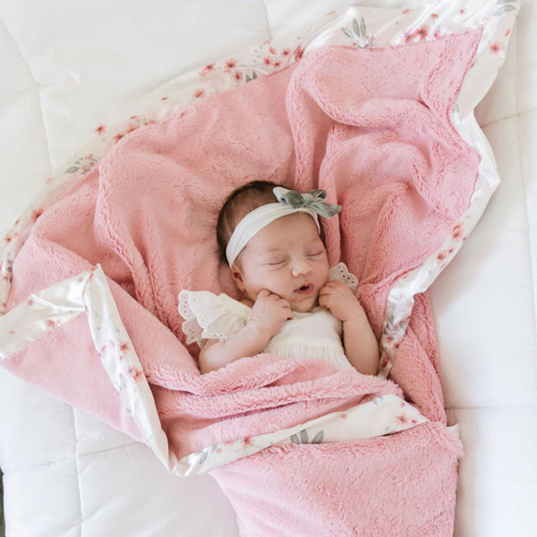 Personalized Baby Blanket  Sherbert Lush Sakura Bloom Satin Back Baby Blankets Saranoni   