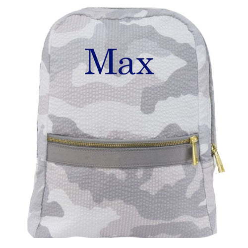 Personalized Backpack by Mint  Snow Camo Seersucker Backpacks and Lunch Boxes Mint   
