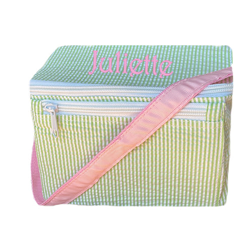 Personalized Lunch Box by Mint  Sweet Pea Seersucker Backpacks and Lunch Boxes Mint   