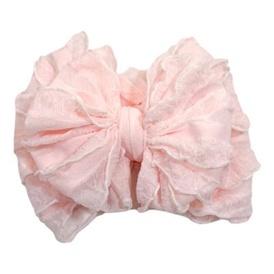 Ruffled Headband Bow by Rockin Royalty  Sweet Pink Accessories Rockin Royalty   