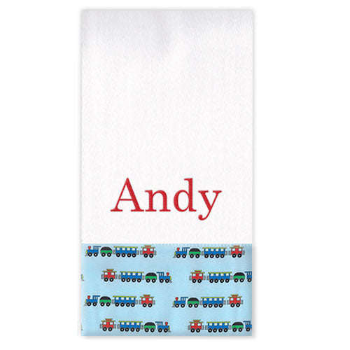 Personalized Burp Cloth  Tiny Trains Burp Cloths Moonbeam Baby   