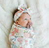 Stretchy Swaddle and Bow Set  Vintage Floral Discontinued Saranoni   