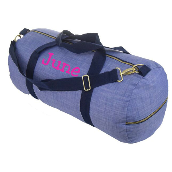 Personalized Weekender Duffel Bag by Mint  Navy Chambray Bags & Totes Mint   