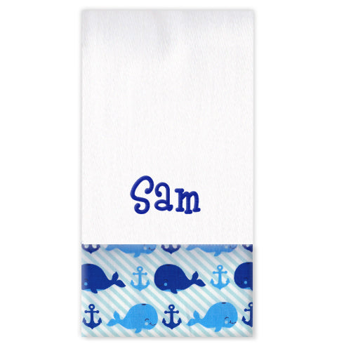 Personalized Burp Cloth  Whales and Anchors Burp Cloths Moonbeam Baby   